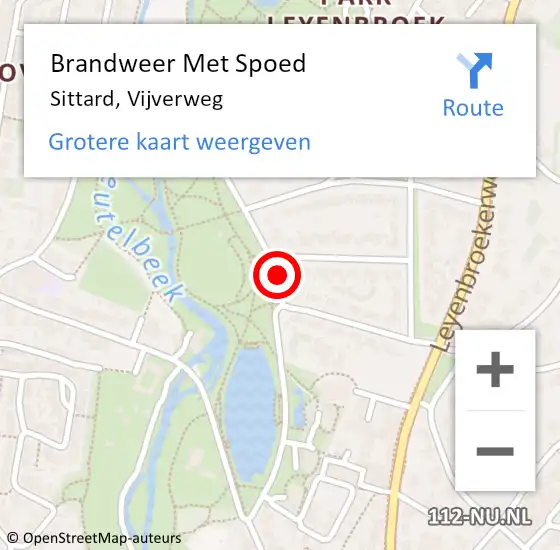 Locatie op kaart van de 112 melding: Brandweer Met Spoed Naar Sittard, Vijverweg op 2 april 2021 20:13