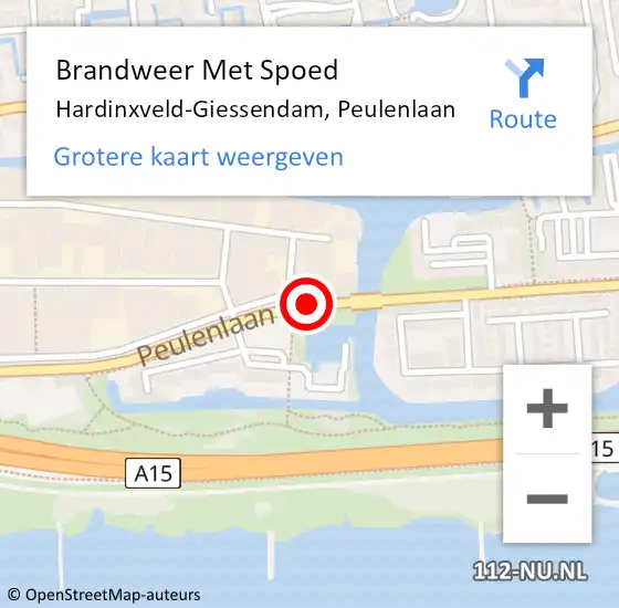 Locatie op kaart van de 112 melding: Brandweer Met Spoed Naar Hardinxveld-Giessendam, Peulenlaan op 2 april 2021 21:32