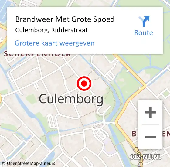 Locatie op kaart van de 112 melding: Brandweer Met Grote Spoed Naar Culemborg, Ridderstraat op 2 april 2021 21:44