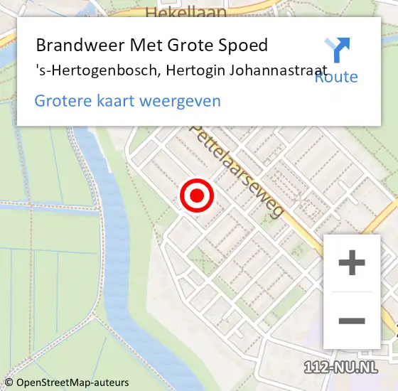 Locatie op kaart van de 112 melding: Brandweer Met Grote Spoed Naar 's-Hertogenbosch, Hertogin Johannastraat op 2 april 2021 21:48