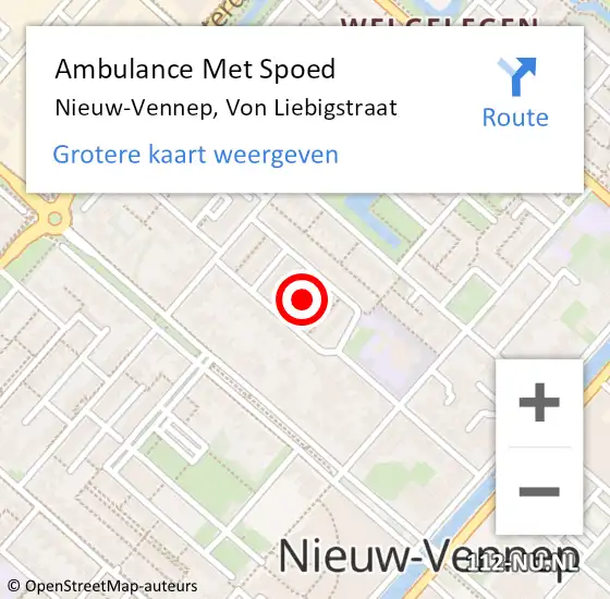 Locatie op kaart van de 112 melding: Ambulance Met Spoed Naar Nieuw-Vennep, Von Liebigstraat op 2 april 2021 22:08