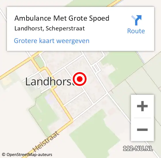 Locatie op kaart van de 112 melding: Ambulance Met Grote Spoed Naar Landhorst, Scheperstraat op 4 oktober 2013 10:12