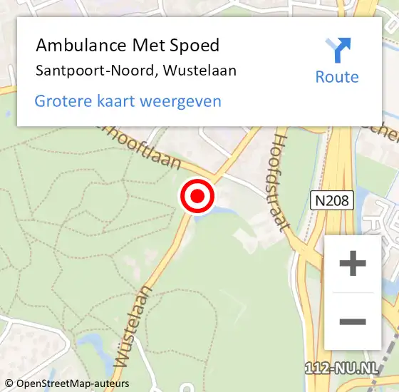 Locatie op kaart van de 112 melding: Ambulance Met Spoed Naar Santpoort-Noord, Wustelaan op 2 april 2021 23:36