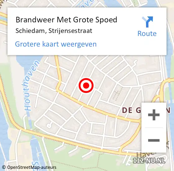 Locatie op kaart van de 112 melding: Brandweer Met Grote Spoed Naar Schiedam, Strijensestraat op 3 april 2021 00:04