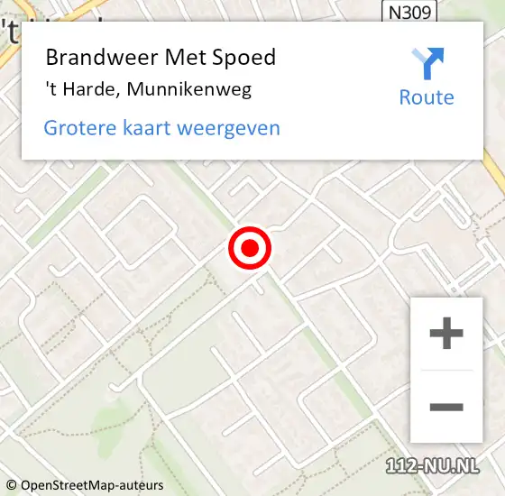 Locatie op kaart van de 112 melding: Brandweer Met Spoed Naar 't Harde, Munnikenweg op 3 april 2021 00:10