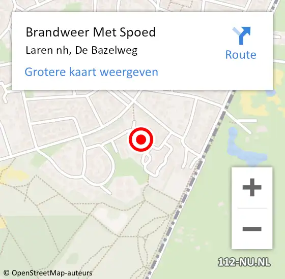 Locatie op kaart van de 112 melding: Brandweer Met Spoed Naar Laren nh, De Bazelweg op 3 april 2021 00:20