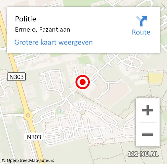 Locatie op kaart van de 112 melding: Politie Ermelo, Fazantlaan op 3 april 2021 00:33