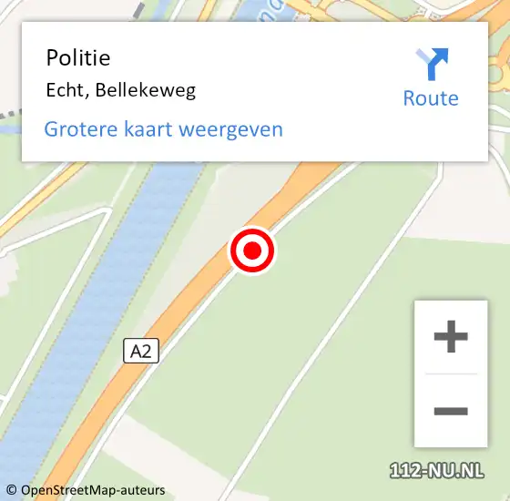 Locatie op kaart van de 112 melding: Politie Echt, Bellekeweg op 3 april 2021 02:56