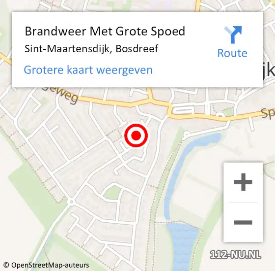 Locatie op kaart van de 112 melding: Brandweer Met Grote Spoed Naar Sint-Maartensdijk, Bosdreef op 3 april 2021 05:21