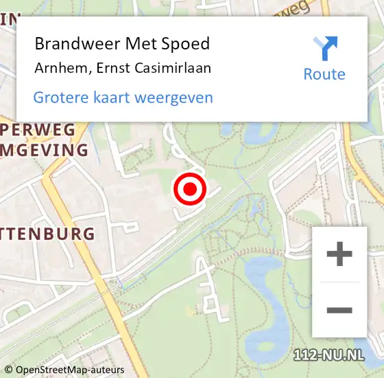 Locatie op kaart van de 112 melding: Brandweer Met Spoed Naar Arnhem, Ernst Casimirlaan op 3 april 2021 08:12