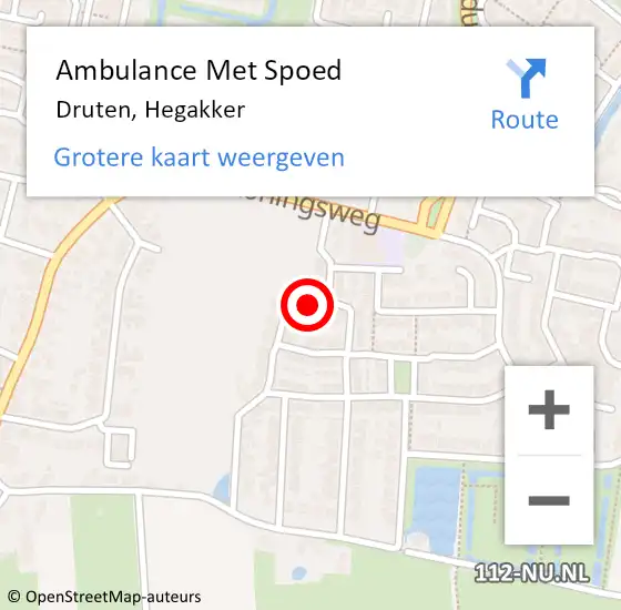 Locatie op kaart van de 112 melding: Ambulance Met Spoed Naar Druten, Hegakker op 3 april 2021 08:41