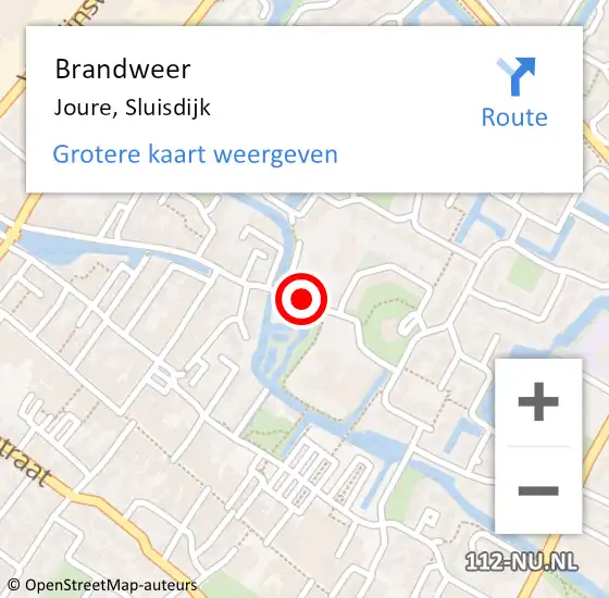 Locatie op kaart van de 112 melding: Brandweer Joure, Sluisdijk op 3 april 2021 10:12