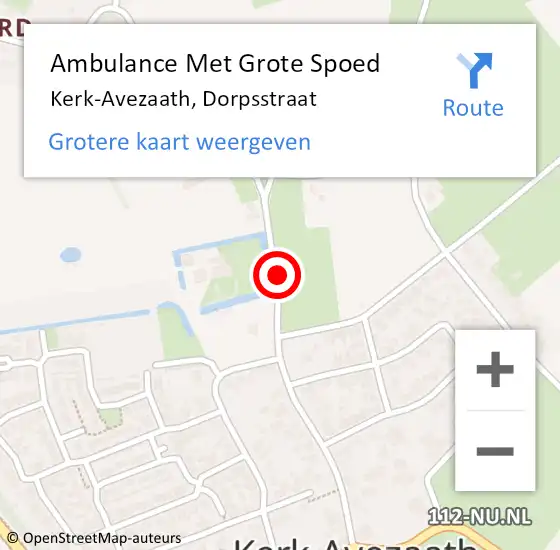 Locatie op kaart van de 112 melding: Ambulance Met Grote Spoed Naar Kerk-Avezaath, Dorpsstraat op 3 april 2021 10:31