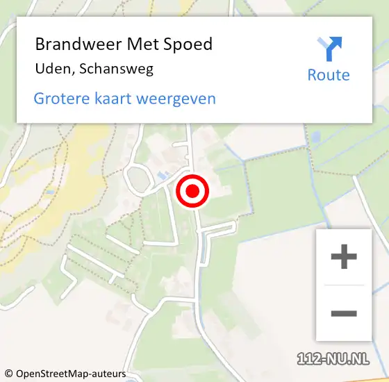 Locatie op kaart van de 112 melding: Brandweer Met Spoed Naar Uden, Schansweg op 3 april 2021 11:23