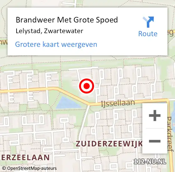 Locatie op kaart van de 112 melding: Brandweer Met Grote Spoed Naar Lelystad, Zwartewater op 3 april 2021 11:38