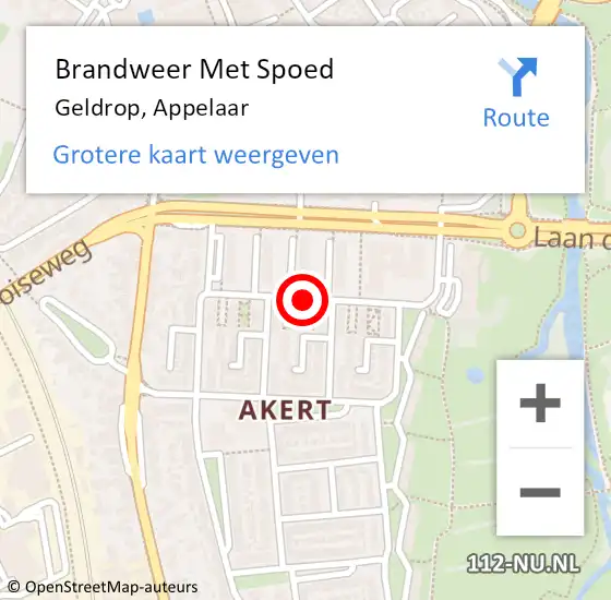 Locatie op kaart van de 112 melding: Brandweer Met Spoed Naar Geldrop, Appelaar op 3 april 2021 11:58