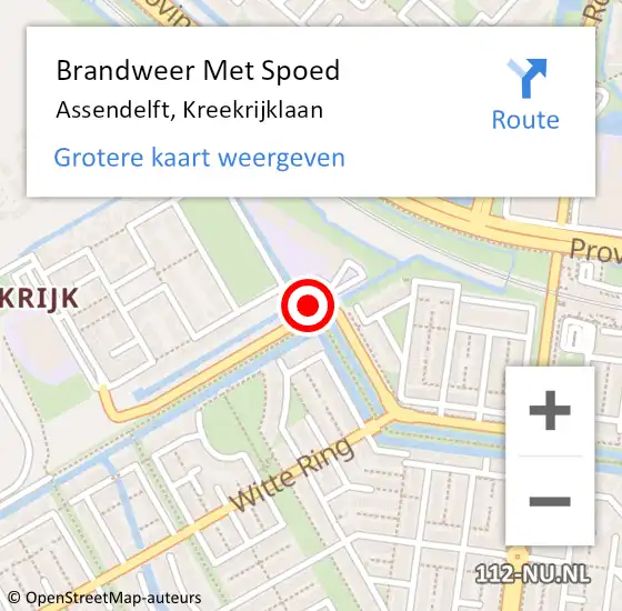 Locatie op kaart van de 112 melding: Brandweer Met Spoed Naar Assendelft, Kreekrijklaan op 3 april 2021 16:04