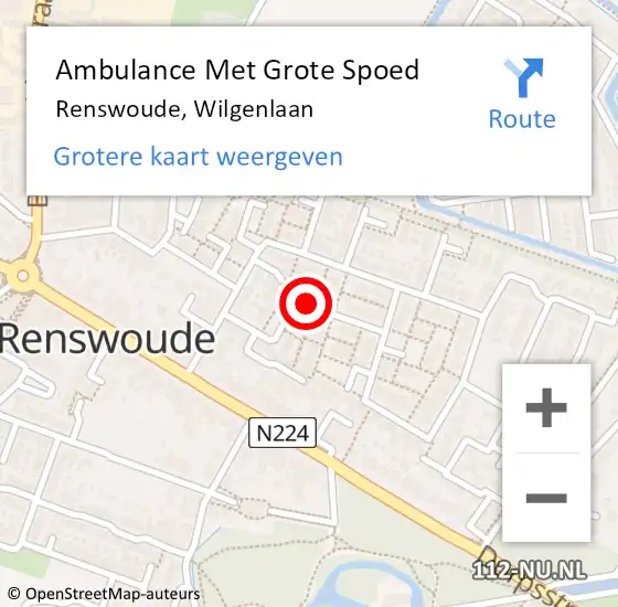 Locatie op kaart van de 112 melding: Ambulance Met Grote Spoed Naar Renswoude, Wilgenlaan op 3 april 2021 16:59