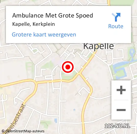 Locatie op kaart van de 112 melding: Ambulance Met Grote Spoed Naar Kapelle, Kerkplein op 3 april 2021 17:55