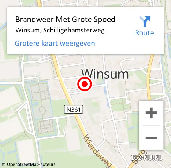 Locatie op kaart van de 112 melding: Brandweer Met Grote Spoed Naar Winsum, Schilligehamsterweg op 3 april 2021 18:04