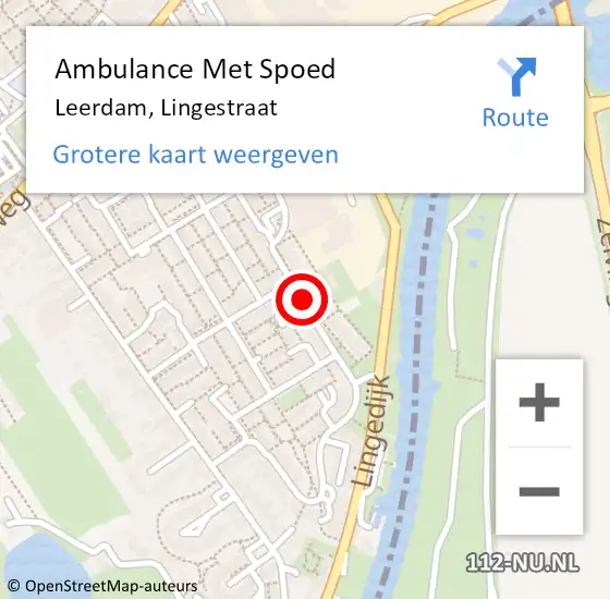 Locatie op kaart van de 112 melding: Ambulance Met Spoed Naar Leerdam, Lingestraat op 3 april 2021 18:36