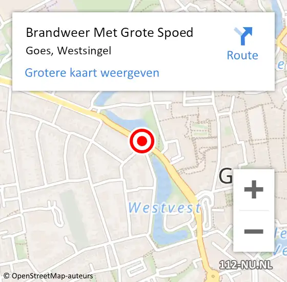 Locatie op kaart van de 112 melding: Brandweer Met Grote Spoed Naar Goes, Westsingel op 3 april 2021 19:54