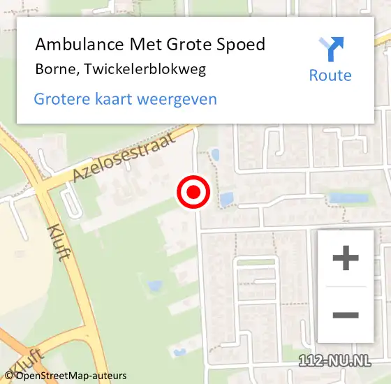 Locatie op kaart van de 112 melding: Ambulance Met Grote Spoed Naar Borne, Twickelerblokweg op 3 april 2021 19:59