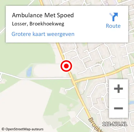 Locatie op kaart van de 112 melding: Ambulance Met Spoed Naar Losser, Broekhoekweg op 3 april 2021 21:20