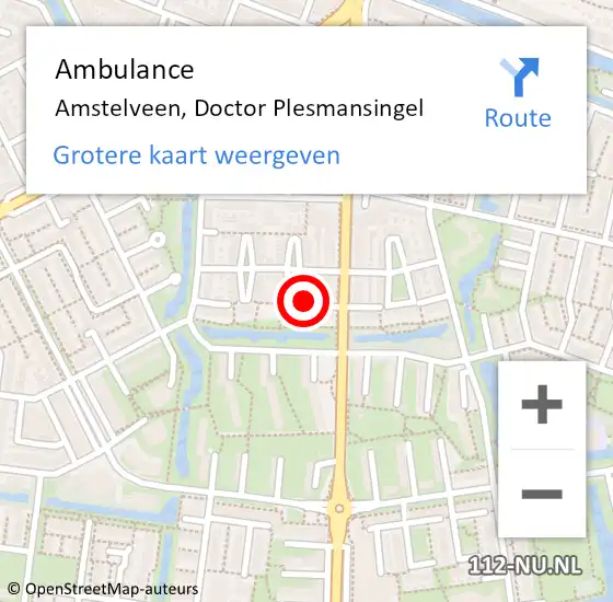 Locatie op kaart van de 112 melding: Ambulance Amstelveen, Doctor Plesmansingel op 3 april 2021 22:18