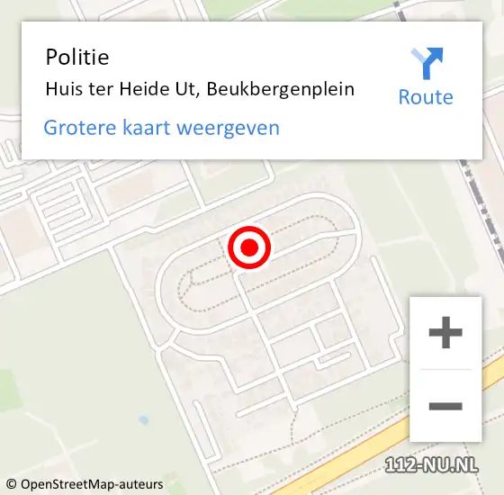 Locatie op kaart van de 112 melding: Politie Huis ter Heide Ut, Beukbergenplein op 3 april 2021 23:54