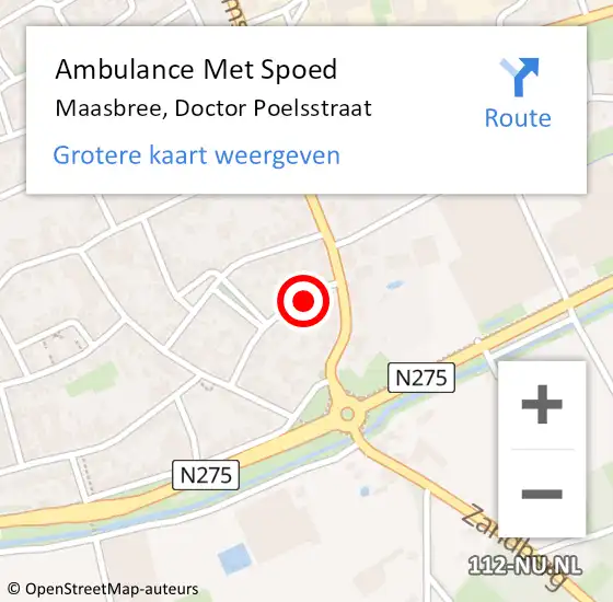 Locatie op kaart van de 112 melding: Ambulance Met Spoed Naar Maasbree, Doctor Poelsstraat op 6 juni 2014 20:19