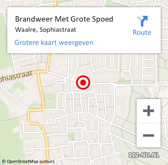 Locatie op kaart van de 112 melding: Brandweer Met Grote Spoed Naar Waalre, Sophiastraat op 4 april 2021 01:20