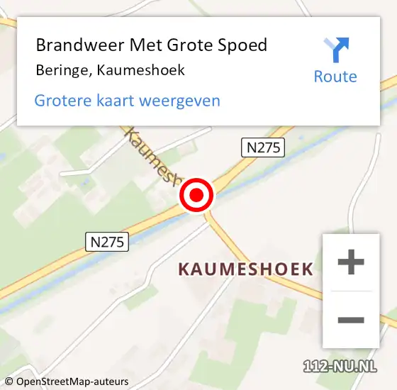Locatie op kaart van de 112 melding: Brandweer Met Grote Spoed Naar Beringe, Kaumeshoek op 4 april 2021 02:08