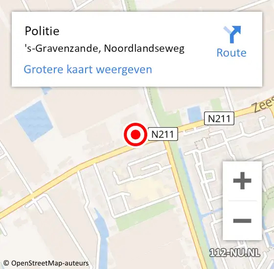 Locatie op kaart van de 112 melding: Politie 's-Gravenzande, Noordlandseweg op 6 juni 2014 20:27