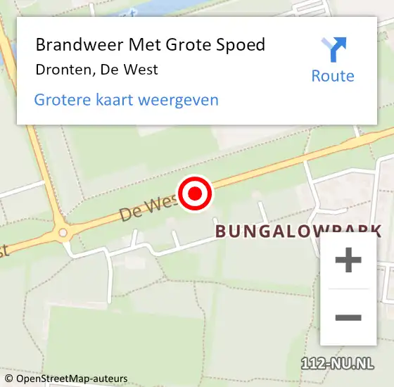 Locatie op kaart van de 112 melding: Brandweer Met Grote Spoed Naar Dronten, De West op 4 april 2021 06:44