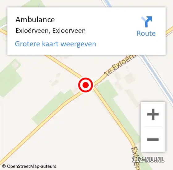 Locatie op kaart van de 112 melding: Ambulance Exloërveen, Exloerveen op 6 juni 2014 20:42
