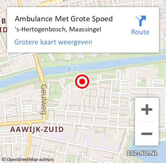 Locatie op kaart van de 112 melding: Ambulance Met Grote Spoed Naar 's-Hertogenbosch, Maassingel op 4 april 2021 09:12