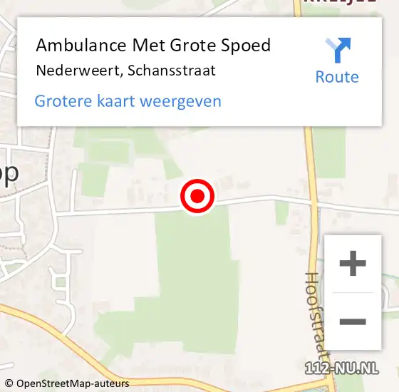 Locatie op kaart van de 112 melding: Ambulance Met Grote Spoed Naar Nederweert, Schansstraat op 6 juni 2014 20:51