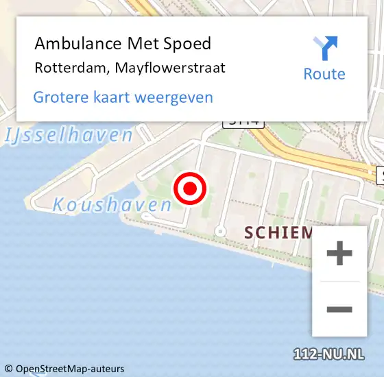 Locatie op kaart van de 112 melding: Ambulance Met Spoed Naar Rotterdam, Mayflowerstraat op 4 april 2021 12:02