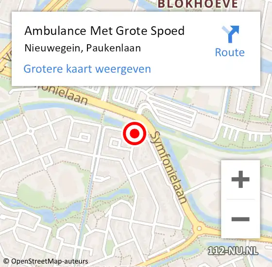 Locatie op kaart van de 112 melding: Ambulance Met Grote Spoed Naar Nieuwegein, Paukenlaan op 6 juni 2014 20:56