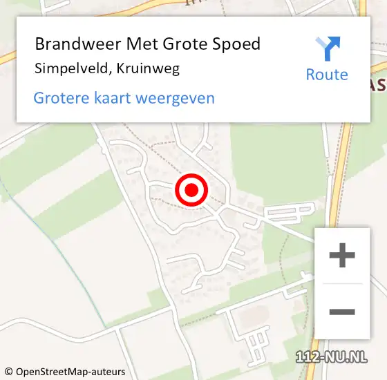 Locatie op kaart van de 112 melding: Brandweer Met Grote Spoed Naar Simpelveld, Kruinweg op 4 april 2021 15:12