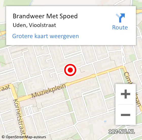 Locatie op kaart van de 112 melding: Brandweer Met Spoed Naar Uden, Vioolstraat op 4 april 2021 15:46