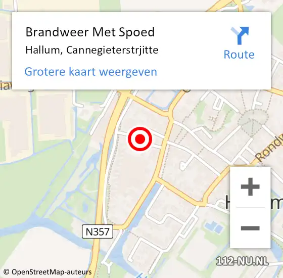 Locatie op kaart van de 112 melding: Brandweer Met Spoed Naar Hallum, Cannegieterstrjitte op 4 april 2021 16:13