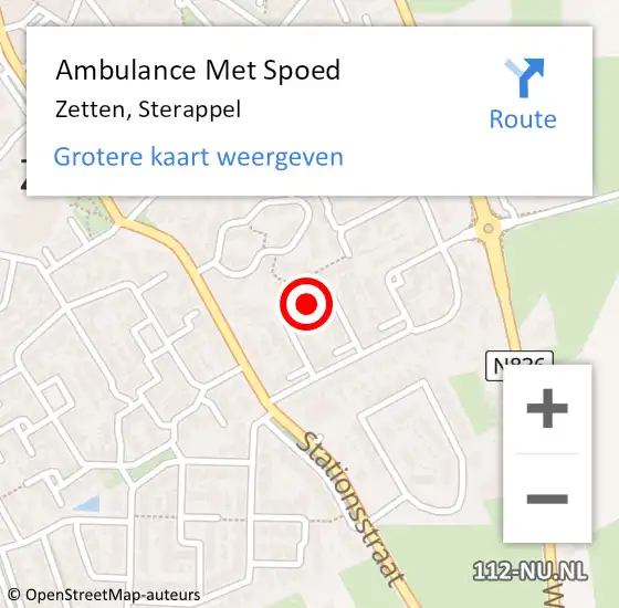 Locatie op kaart van de 112 melding: Ambulance Met Spoed Naar Zetten, Sterappel op 4 april 2021 17:50