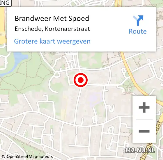 Locatie op kaart van de 112 melding: Brandweer Met Spoed Naar Enschede, Kortenaerstraat op 4 april 2021 18:04