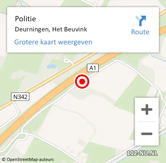 Locatie op kaart van de 112 melding: Politie Deurningen, Het Beuvink op 4 april 2021 18:46