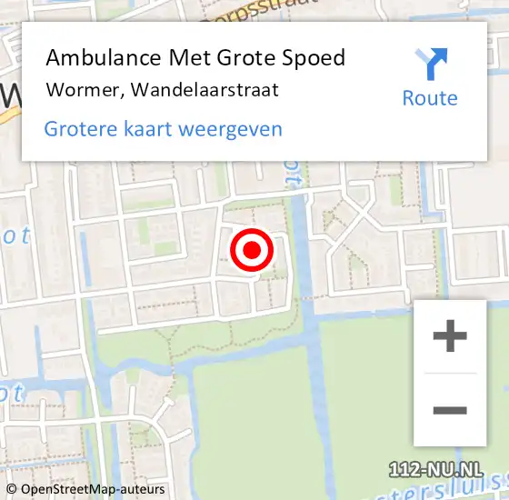 Locatie op kaart van de 112 melding: Ambulance Met Grote Spoed Naar Wormer, Wandelaarstraat op 4 april 2021 18:53