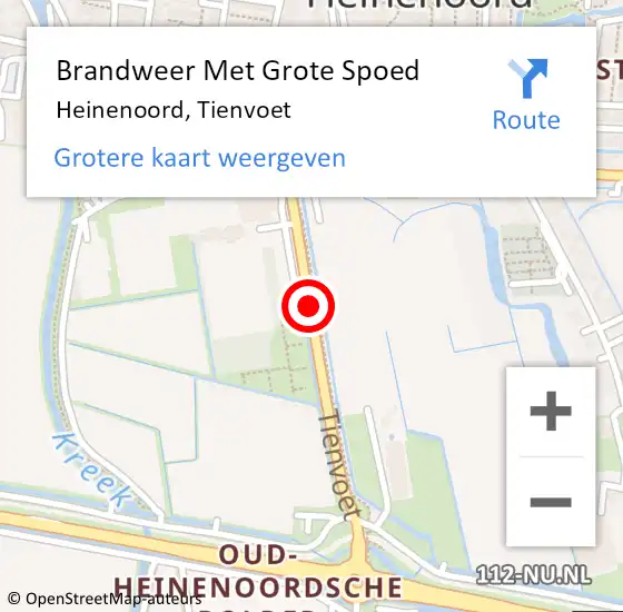 Locatie op kaart van de 112 melding: Brandweer Met Grote Spoed Naar Heinenoord, Tienvoet op 4 april 2021 20:10