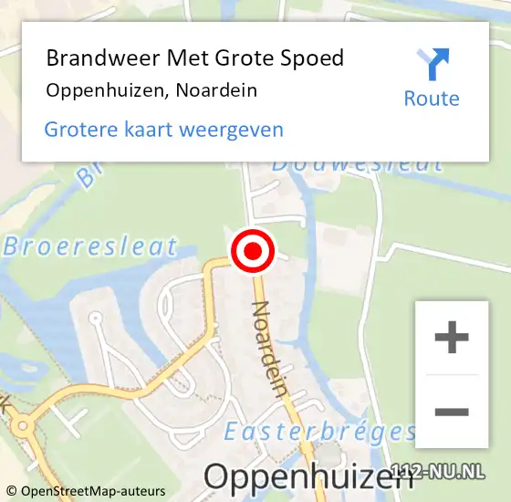 Locatie op kaart van de 112 melding: Brandweer Met Grote Spoed Naar Oppenhuizen, Noardein op 4 april 2021 20:18