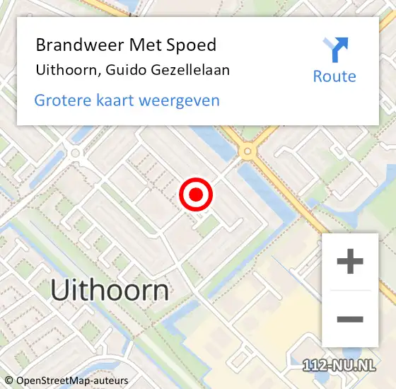 Locatie op kaart van de 112 melding: Brandweer Met Spoed Naar Uithoorn, Guido Gezellelaan op 4 april 2021 21:08